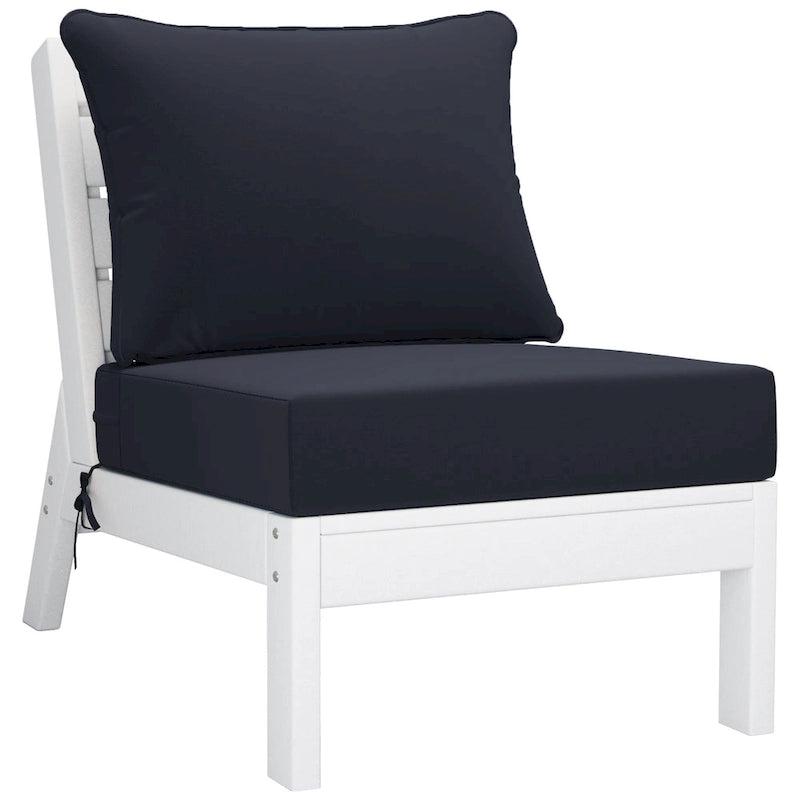 Polytrends Birchwood All Weather HDPE Outdoor Patio Deep Seating White Sofa With Cushions (3-Piece)