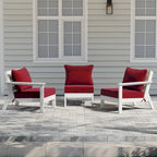 Polytrends Birchwood All Weather HDPE Outdoor Patio Deep Seating White Sofa With Cushions (3-Piece)