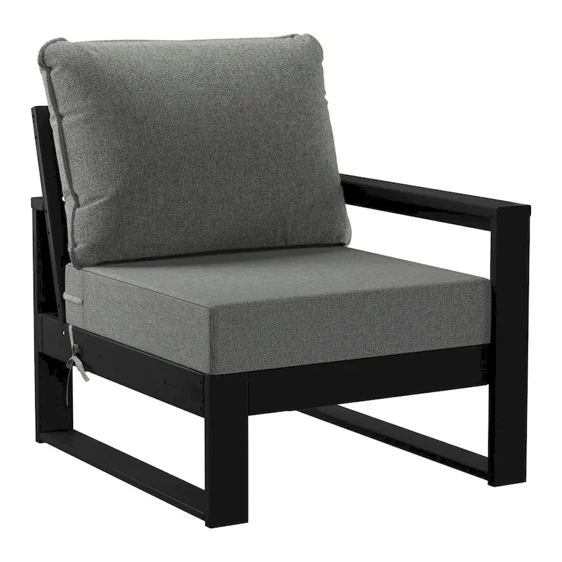 Polytrends Endless Outdoor Patio Love Seat with Black Frame