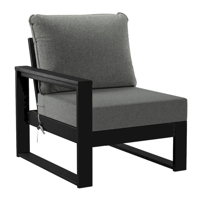 Polytrends Endless Outdoor Patio Love Seat with Black Frame
