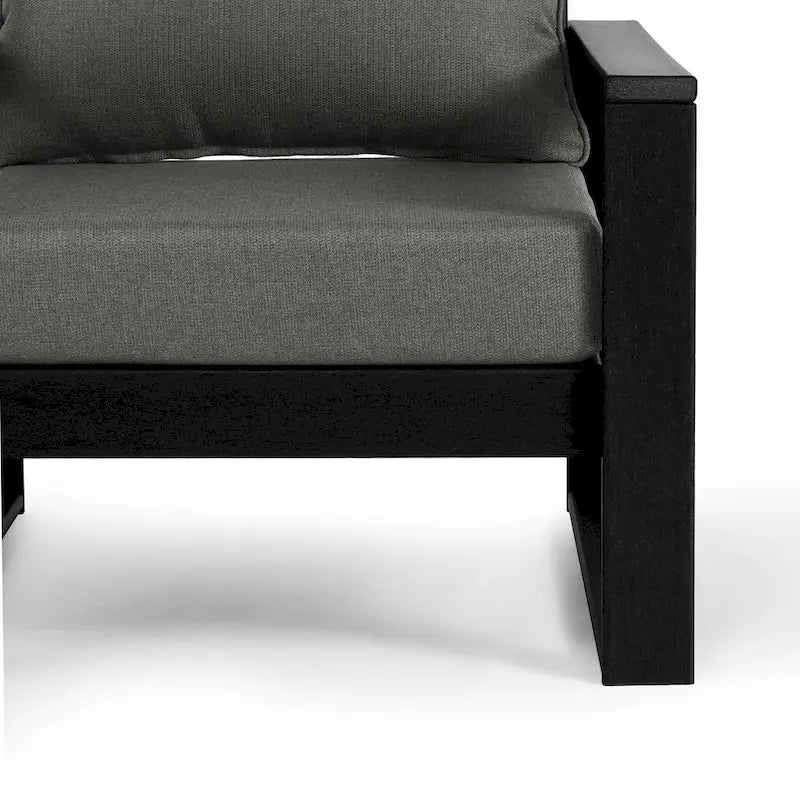 Polytrends Endless Outdoor Patio Love Seat with Black Frame