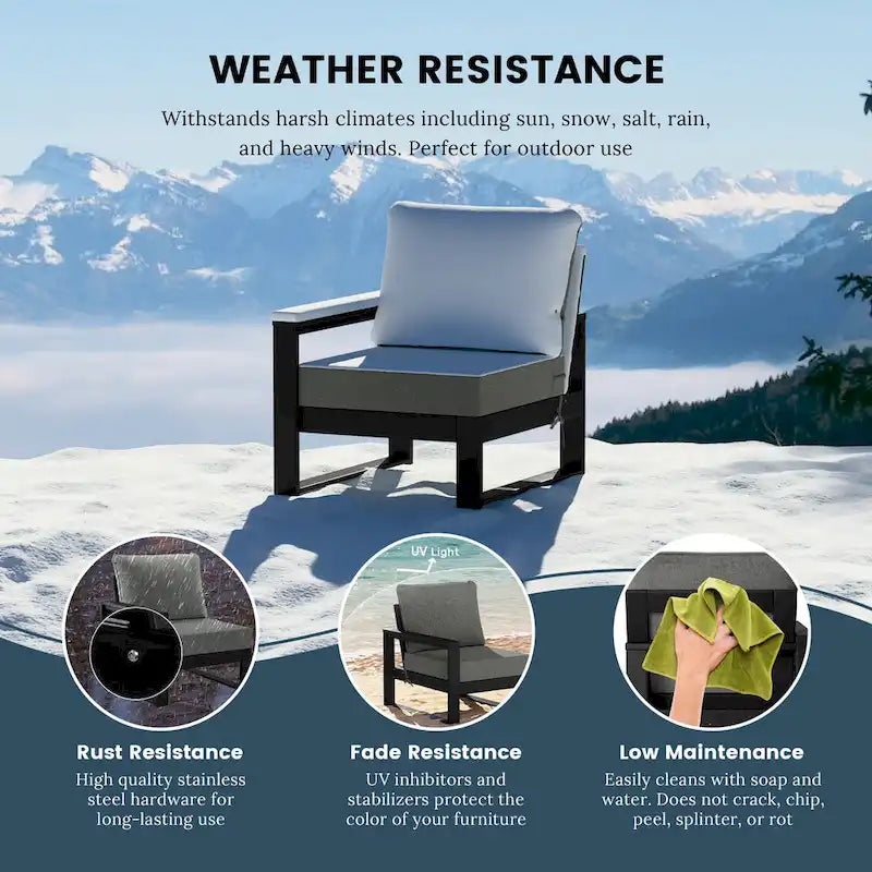 Polytrends Endless Outdoor Patio Love Seat with Black Frame