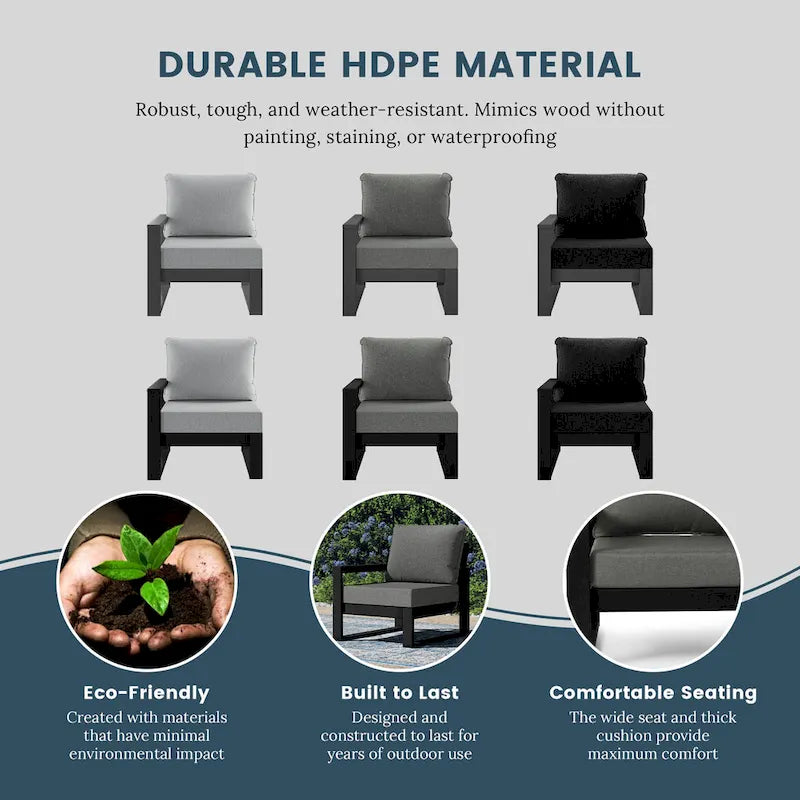 Polytrends Endless Outdoor Patio Love Seat with Black Frame