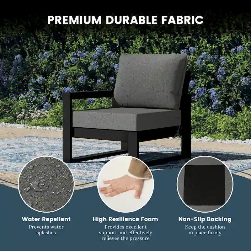 Polytrends Endless Outdoor Patio Love Seat with Black Frame