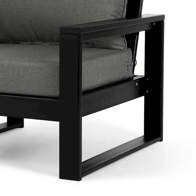 Polytrends Endless Outdoor Patio Love Seat with Black Frame