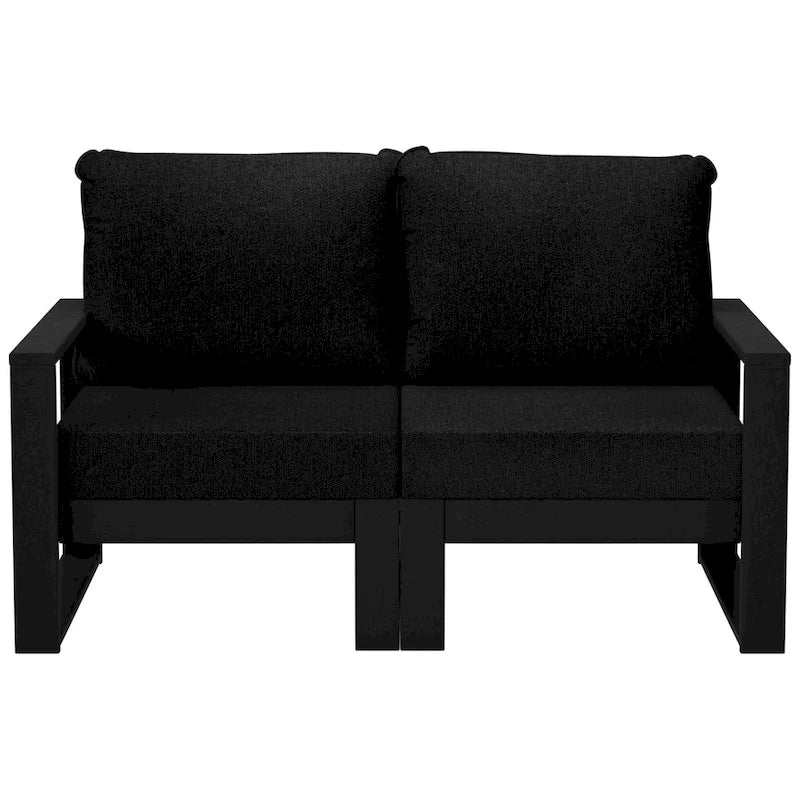 Polytrends Endless Outdoor Patio Love Seat with Black Frame