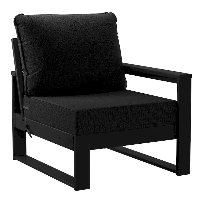 Polytrends Endless Outdoor Patio Love Seat with Black Frame