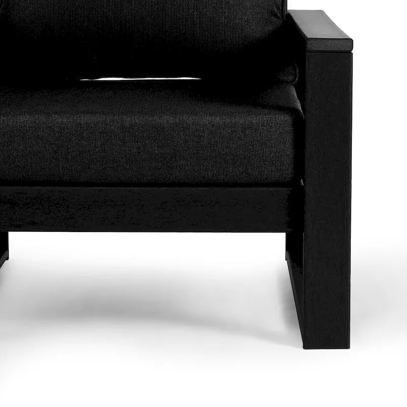 Polytrends Endless Outdoor Patio Love Seat with Black Frame