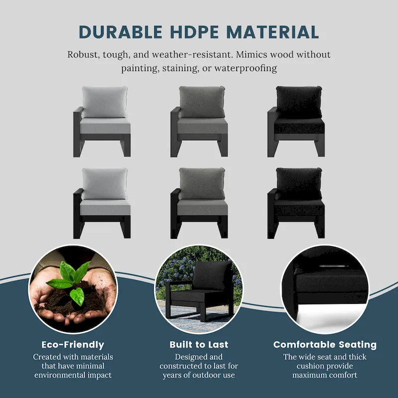 Polytrends Endless Outdoor Patio Love Seat with Black Frame