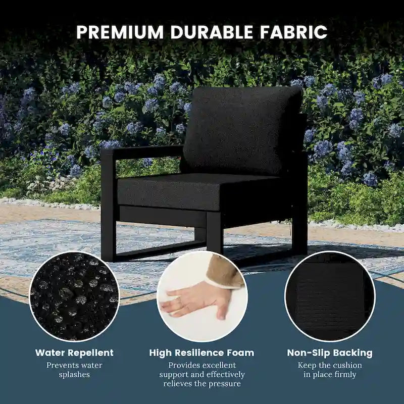 Polytrends Endless Outdoor Patio Love Seat with Black Frame