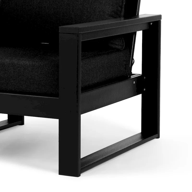 Polytrends Endless Outdoor Patio Love Seat with Black Frame