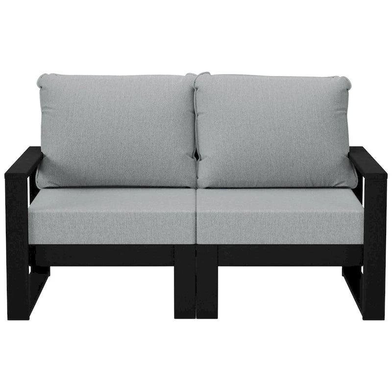 Polytrends Endless Outdoor Patio Love Seat with Black Frame