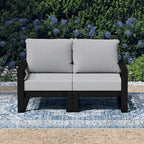 Polytrends Endless Outdoor Patio Love Seat with Black Frame