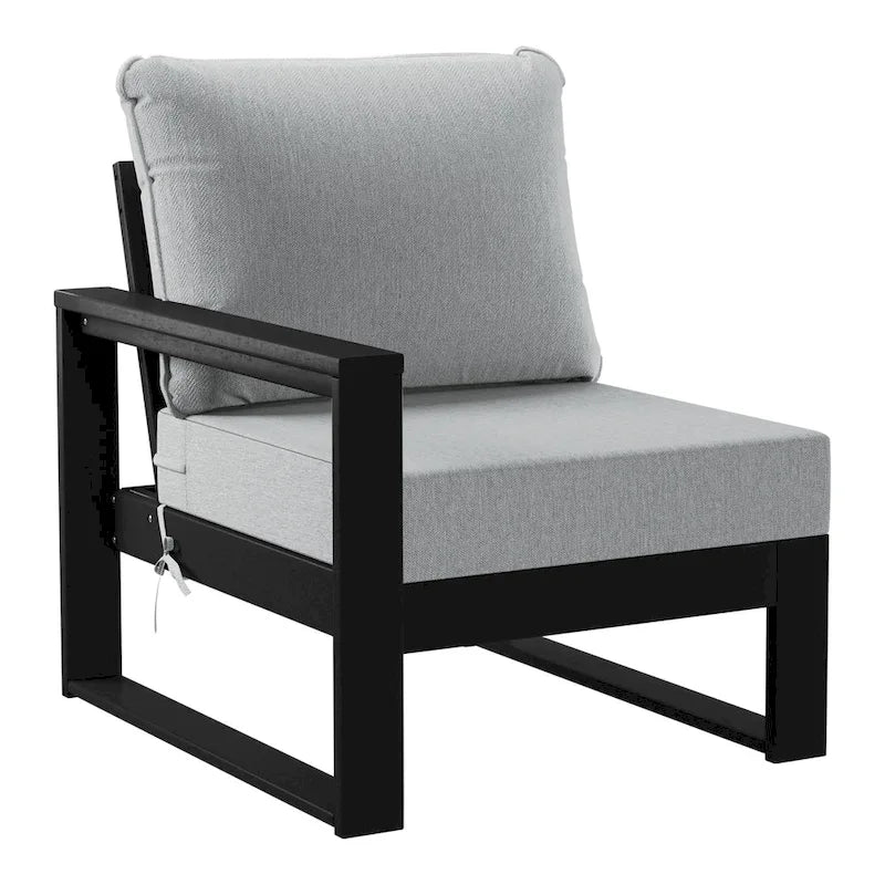 Polytrends Endless Outdoor Patio Love Seat with Black Frame