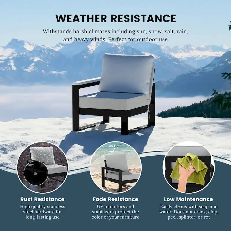 Polytrends Endless Outdoor Patio Love Seat with Black Frame