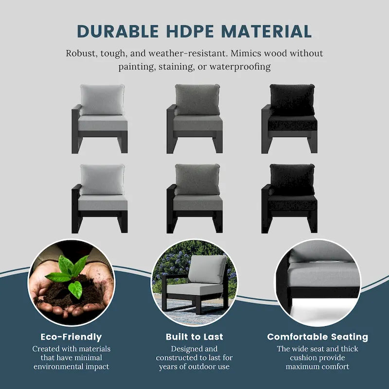 Polytrends Endless Outdoor Patio Love Seat with Black Frame