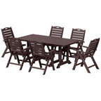 Polytrends Laguna 7-Piece Rectangular Table Folding Highback Chair Dining Set