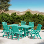 Polytrends Laguna 7-Piece Rectangular Table Folding Highback Chair Dining Set