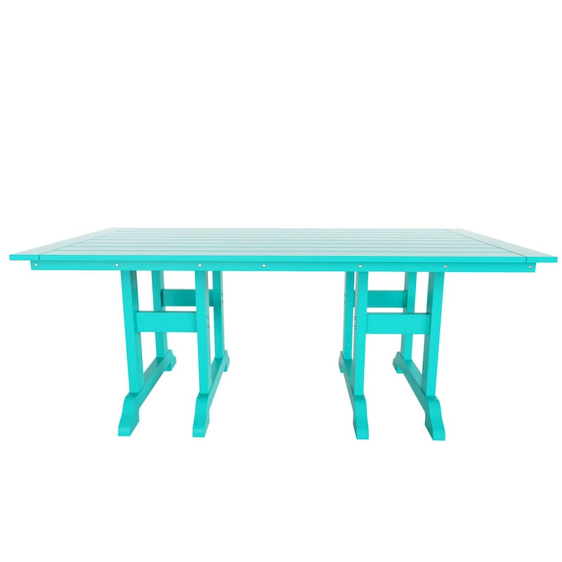 Polytrends Laguna 7-Piece Rectangular Table Folding Highback Chair Dining Set