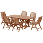 Polytrends Laguna 7-Piece Rectangular Table Folding Highback Chair Dining Set