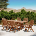 Polytrends Laguna 7-Piece Rectangular Table Folding Highback Chair Dining Set