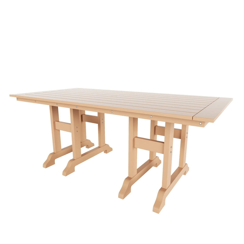 Polytrends Laguna 7-Piece Rectangular Table Folding Highback Chair Dining Set