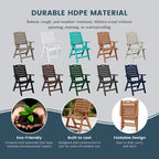 Polytrends Laguna 7-Piece Rectangular Table Folding Highback Chair Dining Set