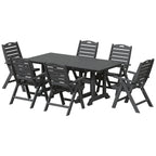 Polytrends Laguna 7-Piece Rectangular Table Folding Highback Chair Dining Set