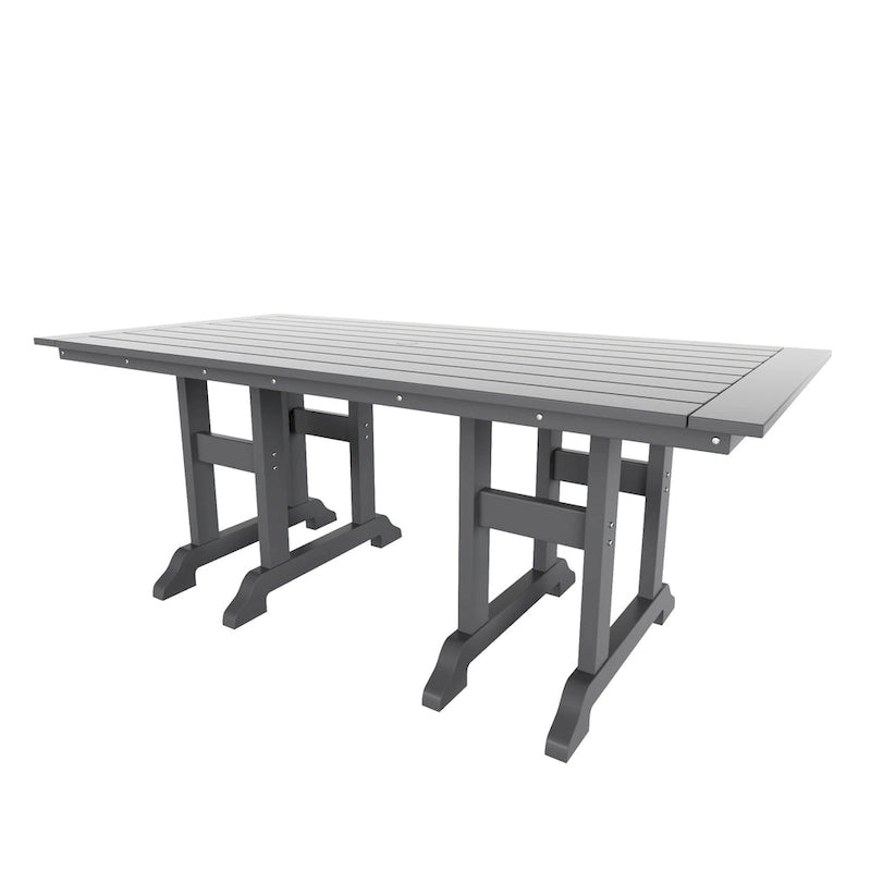 Polytrends Laguna 7-Piece Rectangular Table Folding Highback Chair Dining Set