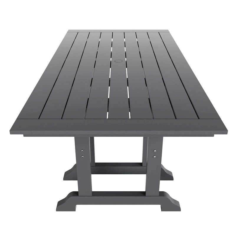 Polytrends Laguna 7-Piece Rectangular Table Folding Highback Chair Dining Set