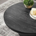 35.98 Round Coffee Table with Cylindrical Leg Base, Wood Grain Veneer, Suitable for Bedroom, Living Room, Balcony, and Office