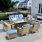 XIZZI 8-piece Outdoor Wicker Furniture Set with 54 Fire Table