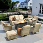 XIZZI 8-piece Outdoor Wicker Furniture Set with 54 Fire Table