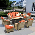 XIZZI 8-piece Outdoor Wicker Furniture Set with 54 Fire Table