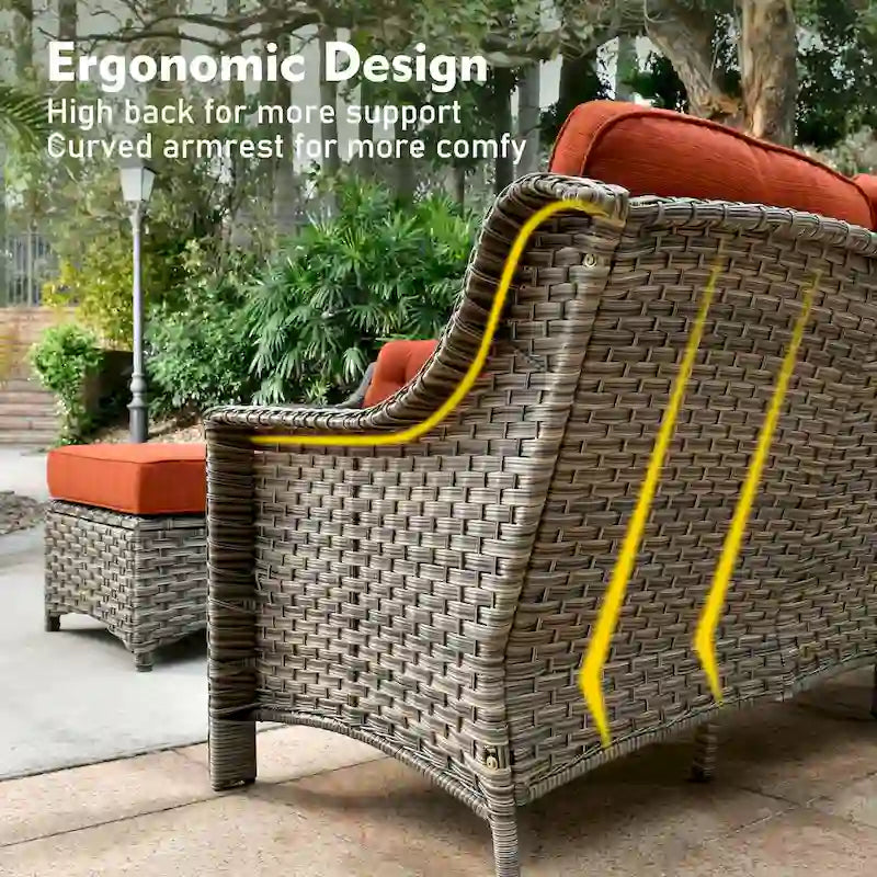 XIZZI 8-piece Outdoor Wicker Furniture Set with 54 Fire Table