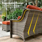XIZZI 8-piece Outdoor Wicker Furniture Set with 54 Fire Table