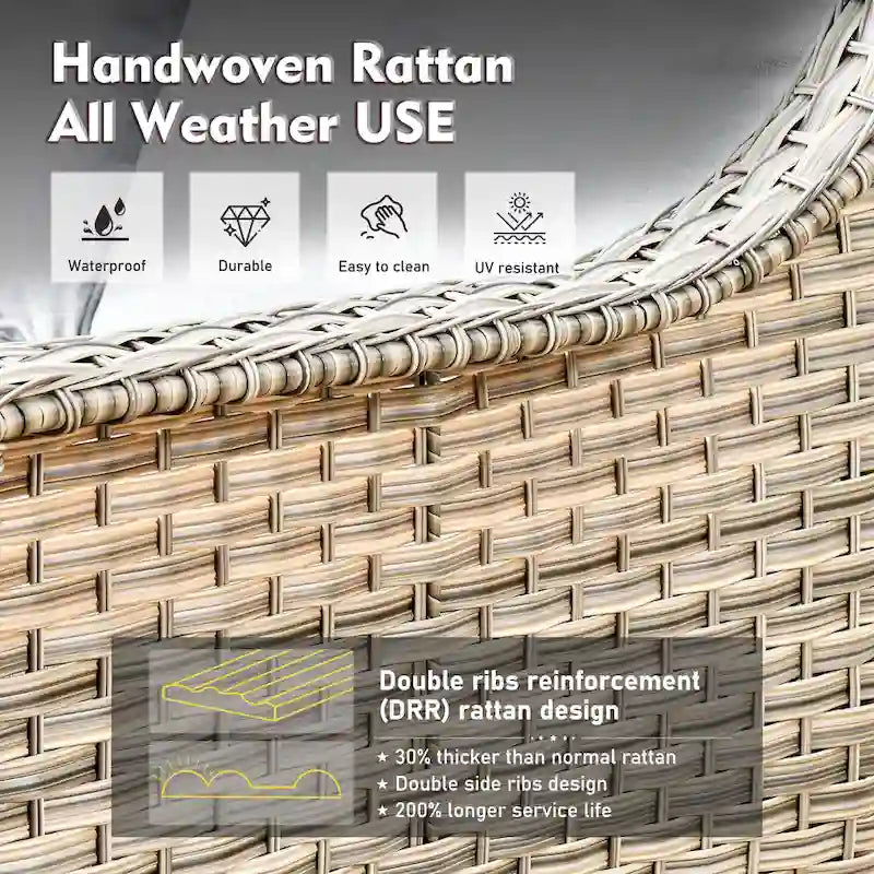 XIZZI 8-piece Outdoor Wicker Furniture Set with 54 Fire Table