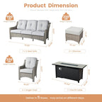 XIZZI 8-piece Outdoor Wicker Furniture Set with 54 Fire Table