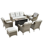 XIZZI 8-piece Outdoor Wicker Furniture Set with 54 Fire Table