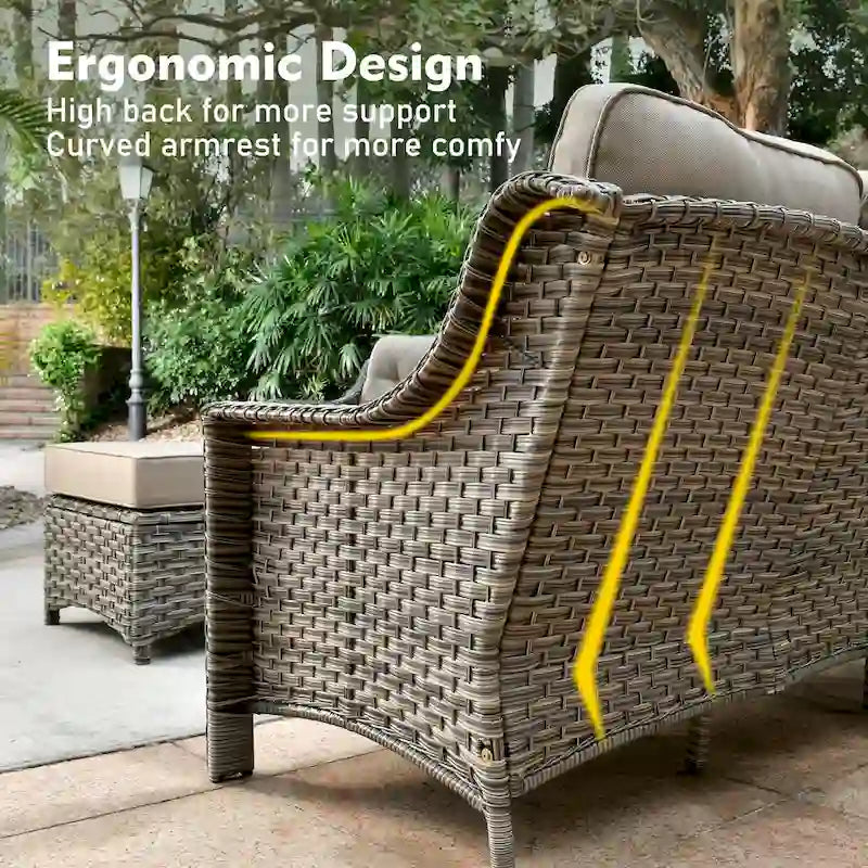 XIZZI 8-piece Outdoor Wicker Furniture Set with 54 Fire Table