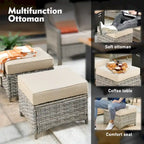 XIZZI 8-piece Outdoor Wicker Furniture Set with 54 Fire Table