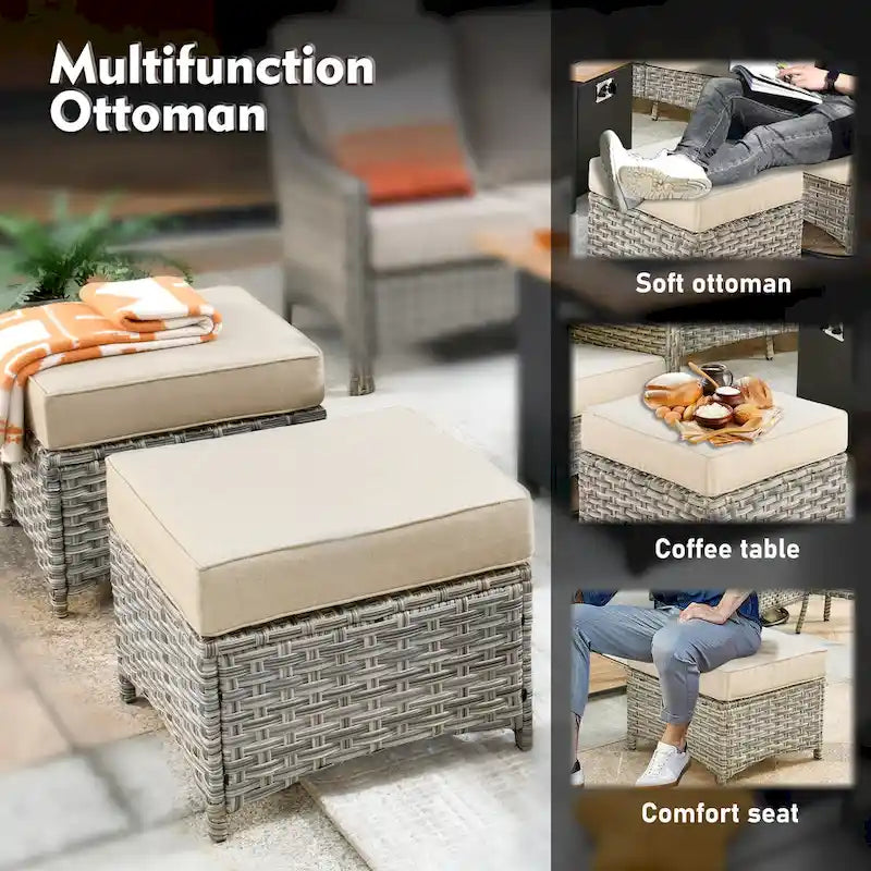 XIZZI 8-piece Outdoor Wicker Furniture Set with 54 Fire Table