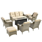 XIZZI 8-piece Outdoor Wicker Furniture Set with 54 Fire Table
