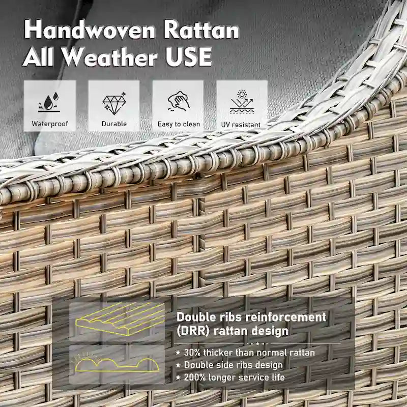 XIZZI 8-piece Outdoor Wicker Furniture Set with 54 Fire Table