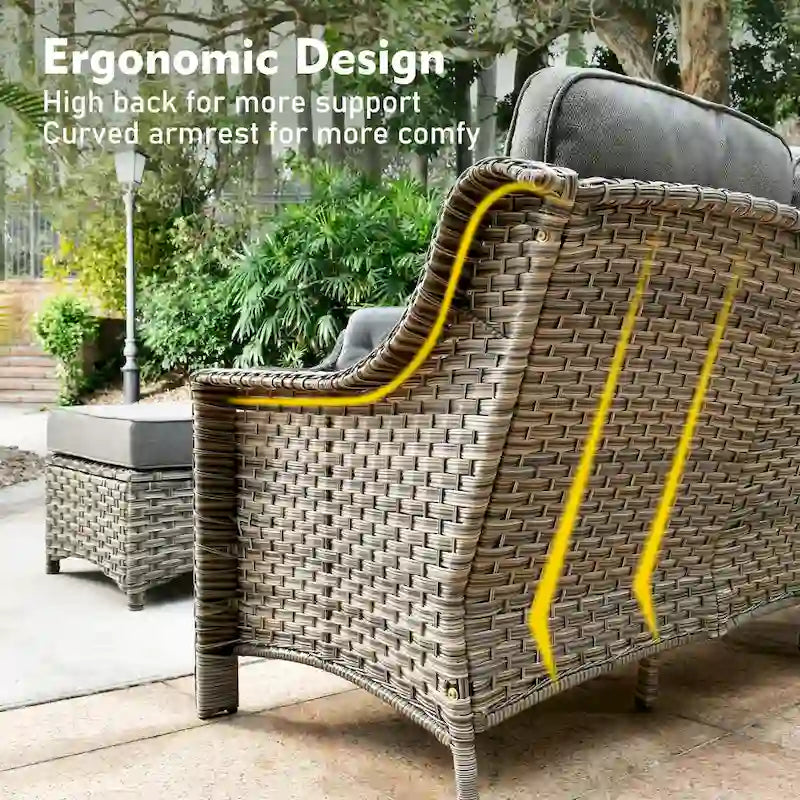 XIZZI 8-piece Outdoor Wicker Furniture Set with 54 Fire Table