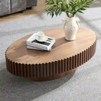 Modern Handmade Drum Shape Oval Coffee Table 43.7 Inches Sturdy Base