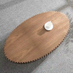 Modern Handmade Drum Shape Oval Coffee Table 43.7 Inches Sturdy Base