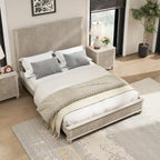 GDFStudio - Harrison Sturdy Solid Wood Bed Frame with Tall Headboard for Elegant Bedrooms