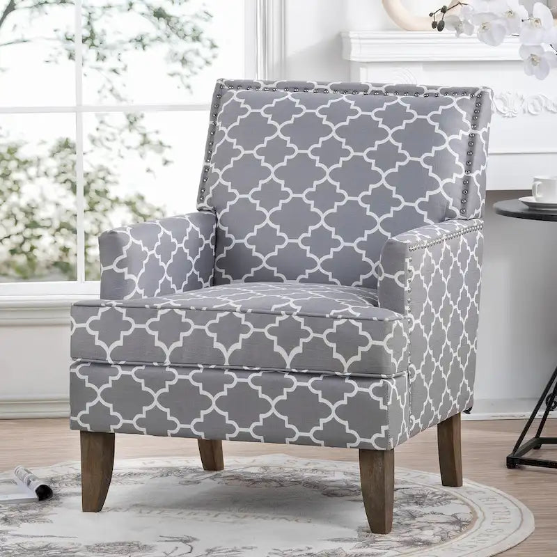GDFStudio - Bella Modern Accent Chair for Living Room with Birch Legs and Comfortable Fabric Upholstery