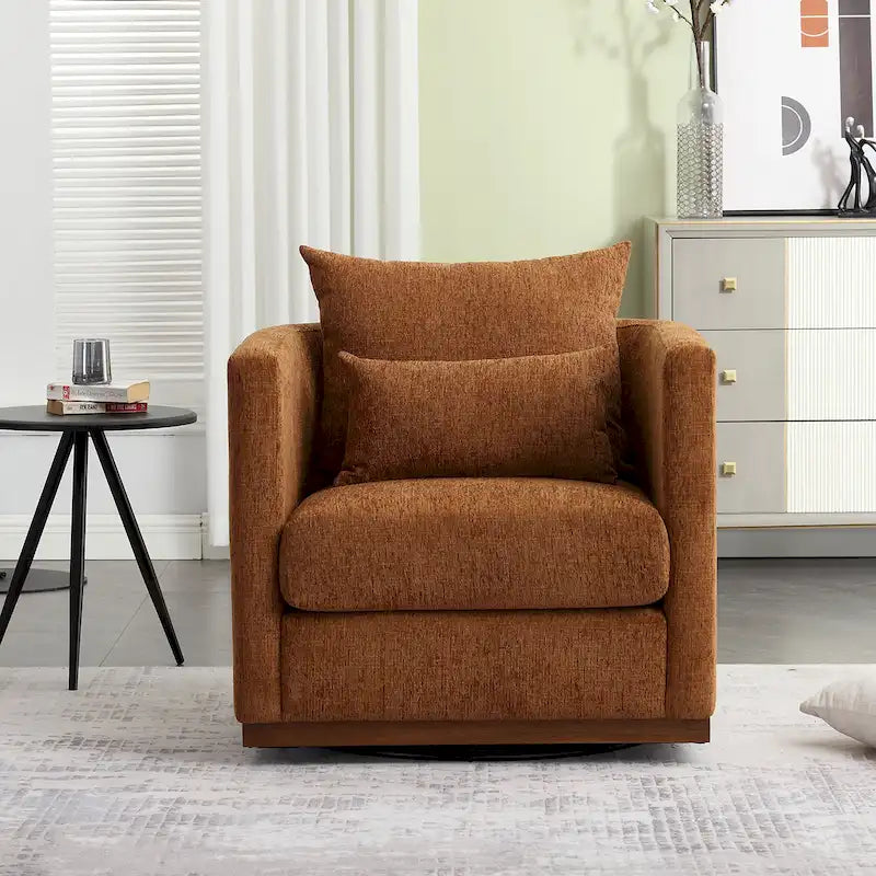 GDFStudio - Poltrona Girevole Harper Barrel in ciniglia con base robusta in metallo e design ergonomico